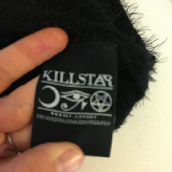 ❌sold❌Killstar Black Fuzzy Peekaboo Crop Sweater - Picture 8 of 11